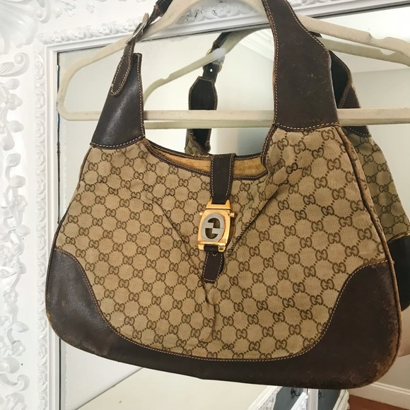 VINTAGE Gucci Hobo Monogram Logo Crescent Handbag - Picture 4 of 15